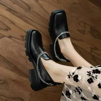 Модная/осенняя женская обувь, женские лоферы из спилка, женские туфли-лодочки с квадратным носком и толстым каблуком, черные женские туфли с однотонной пряжкой 39 бежевый