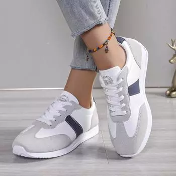 Модная осенняя женская повседневная обувь 2024 года, новые кроссовки на плоской подошве со шнуровкой для женщин, обувь на платформе, легкие повседневные женские кроссовки для бега 35