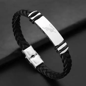 Модная пара Романтические признания Одна стрела в сердце Узорчатый кожаный браслет Поп-браслет с буквами алфавита LOVE Панк-праздник чёрный