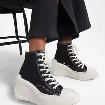 Модная парусиновая обувь 2024 года, новые высокие женские туфли с покатым каблуком и круглой головкой, с перекрестными шнурками, однотонные женские парусиновые туфли для улицы в кампусе 36 белый