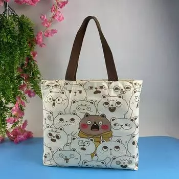 Модная парусиновая сумка с принтом для женщин, сумка на плечо, студенческие школьные сумки, повседневная сумка-тоут большой емкости 40X35X6cm