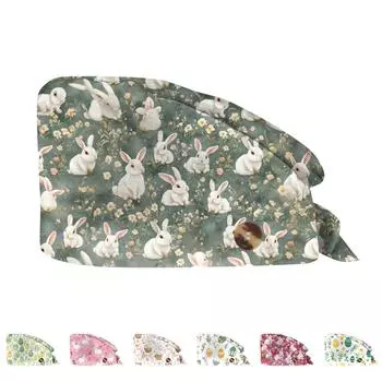 Модная пасхальная рабочая шапка с принтом, повседневная, стираемая, кепка-мешок One Size темно-зеленого