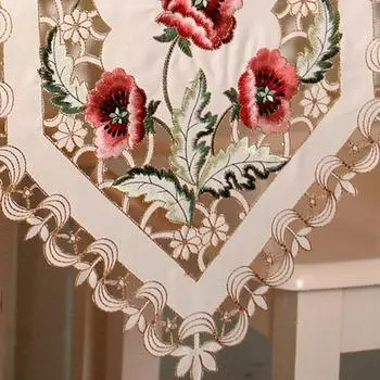 Модная пасторальная вышивка с ажурным цветком, коврик для стола, вышитые цветочные дорожки, прямоугольные дорожки