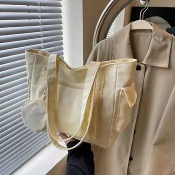 Модная переносная сумка через плечо 2024 года, новая простая и красивая сумка-тоут для женщин, однотонная, вместительная сумка-мессенджер чёрный