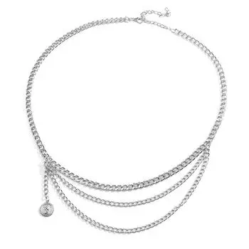 Модная персонализированная многослойная цепочка на талию из сплава для женщин, простая и универсальная цепочка на тело, цепочка на талию в стиле ретро Street Shot золотой