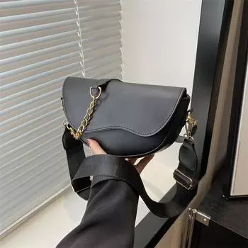 Модная персонализированная повседневная сумка-мессенджер женская сумка через плечо 2024 новая сумка женская корейская версия простая сумка-седло чёрный