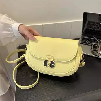 Модная персонализированная сумка-седло 2024 года, новая женская сумка с замком, нишевая трендовая сумка через плечо, модная простая сумка-мессенджер чёрный