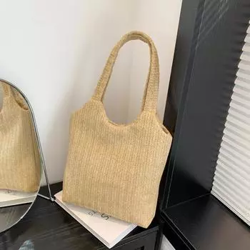 Модная плетеная сумка большой вместимости, весна 2024, новая универсальная сумка через плечо, сумка через подмышку, корейская сумка-тоут