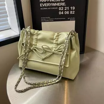 Модная плиссированная большая сумка для женщин под мышками, новинка 2024 года, минималистичная дорожная сумка с бантом, сумка через плечо для студентов