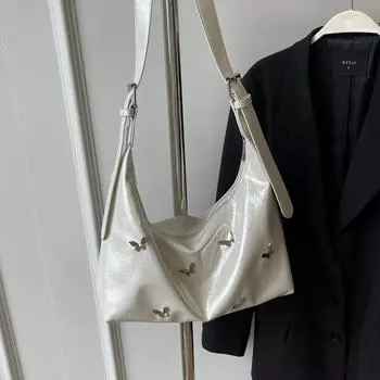 Модная плиссированная сумка-бабочка подмышкой для женщин, летняя корейская версия, трендовая универсальная сумка на плечо, простая и большая