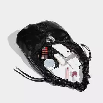 Модная плиссированная сумка через плечо с дизайном портативного рожка, высококачественная, милая девушка, универсальная, вместительная сумка через плечо чёрный