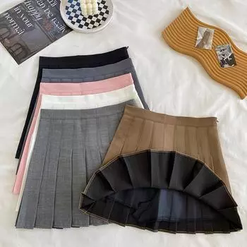 Модная плиссированная юбка А-силуэта, облегающая, сексуальная, короткая, женская, однотонная, с высокой талией, повседневная, свободная, женская, элегантная, офисная, женская, винтажная юбка 25661 S белый
