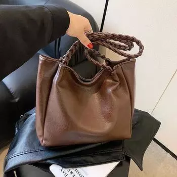 Модная плиссированная женская сумка подмышкой, зимняя трендовая большая вместительная сумка для поездок на работу, повседневные однотонные женские сумки через плечо (30cm<Max Length<50cm)