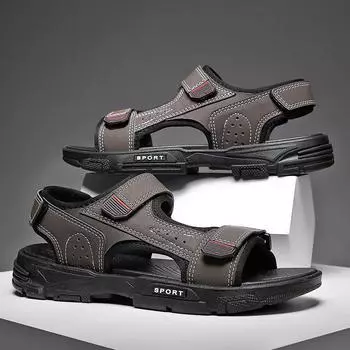 Модная пляжная обувь, мужские сандалии, обувь для мужчин, для дома и улицы, износостойкая, мягкая и удобная, нескользящая, с толстой подошвой, модная 39 чёрный