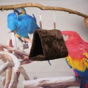 Модная плюшевая хижина Budgie, палатка, кровать для домашних животных, птица, попугай, теплая клетка-гамак, подвесная пещера, зимнее птичье гнездо