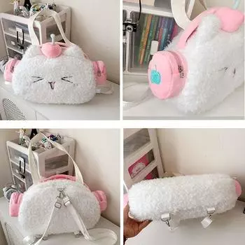 Модная плюшевая кукла через плечо Ba Большая вместительная сумка через плечо Модная аниме-сумка через плечо для студентов розовый