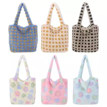 Модная плюшевая сумка через плечо, мягкая пушистая сумка через плечо, портативные дорожные клатчи Flower розовый