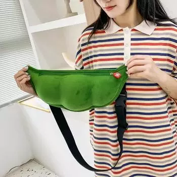 Модная плюшевая женская сумка-мессенджер, симпатичная сумка через плечо в форме эдамаме, свежая, сладкая, однотонная, на молнии, сумки для женщин 38x16x7cm зелёный
