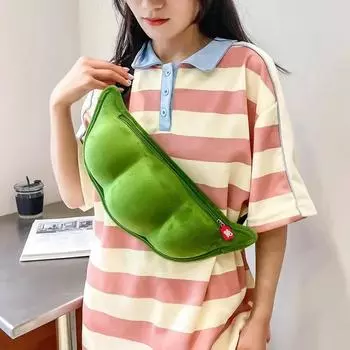 Модная плюшевая женская сумка-мессенджер, симпатичная сумка через плечо в форме эдамаме, свежая, сладкая, однотонная, на молнии, сумки для женщин 38x16x7cm зелёный