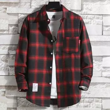 Модная подростковая рубашка, мужская весенняя блузка с длинным рукавом, повседневные рубашки для мужчин, топы M