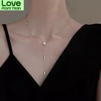 Модная подвеска 925 пробы, цепочка, ожерелье в форме кленового листа, блестящие ювелирные изделия из циркония класса ААА для женщин, праздничный подарок, подарок для матери 40cm платиновый