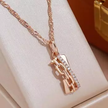 Модная полая цепочка с инкрустацией цирконом, кулон золотого цвета, геометрическое ожерелье, женское винтажное ювелирное изделие