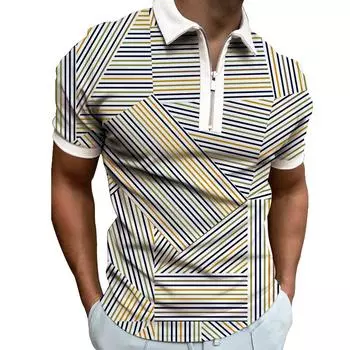 Модная полосатая повседневная трендовая летняя мужская футболка с коротким рукавом ПОЛО S синий