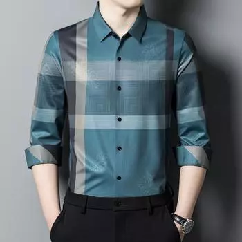 Модная полосатая рубашка с длинными рукавами, мужская весна и осень, новая молодежная деловая повседневная рубашка, модная мужская красивая рубашка 105