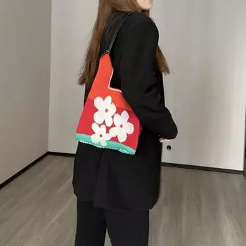 Модная полосатая вязаная сумка ручной работы тканая женская мини-сумка розовый