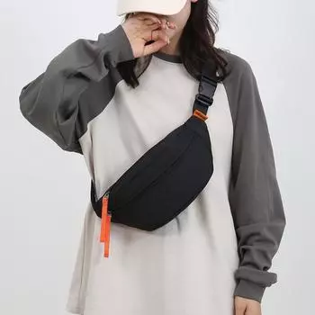 Модная поясная сумка для мобильного телефона, нагрудная сумка, японская, простая, износостойкая, на одно плечо, диагональная, подвесная, повседневная, спортивная, сумка-мессенджер для мальчиков 34*8*15cm чёрный