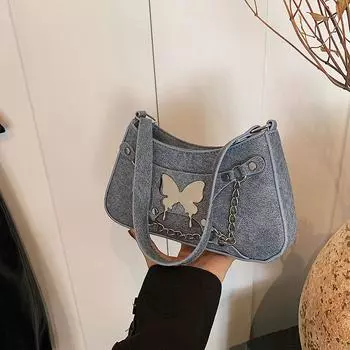 Модная портативная маленькая сумка женская летняя 2024 года, новая модная ретро-сумка через плечо под мышкой, сумка-мессенджер с нишевым дизайном чёрный