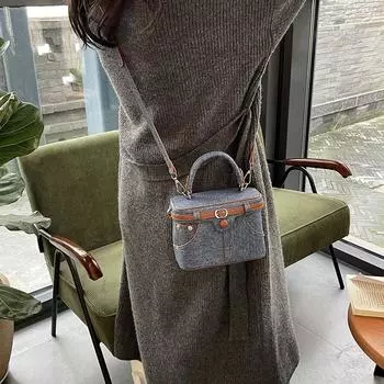 Модная портативная сумка-коробка женская, высокая чувственность, ретро-сумка подмышкой, большая вместимость, повседневная сумка-мессенджер через плечо светло-синий