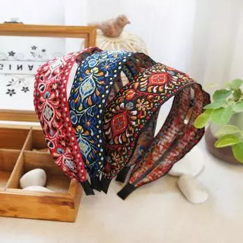 Модная повязка для волос с вышивкой, женская повязка на голову для волос, повязка на голову для милых девочек синий