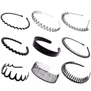 Модная повязка для волос, высокое качество, унисекс, металлические минималистичные аксессуары, 1 шт., спортивная, женская, мужская, черная волна F