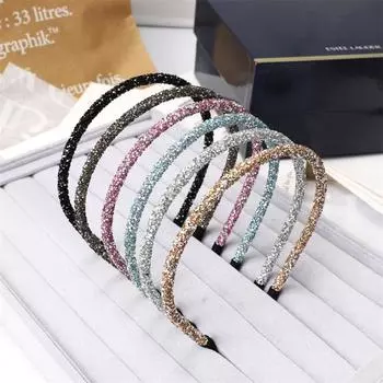 Модная повязка на голову для милой леди с бриллиантами, простой аксессуар с блестящим узлом, шпилька для волос, головной убор 17*0.7cm