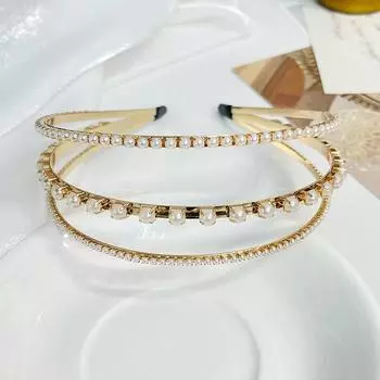 Модная повязка на голову из сплава с трехслойной жемчужной цепочкой-зажимом для волос для модных девушек и женщин, аксессуары для волос