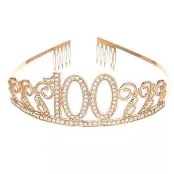 Модная повязка на голову в виде короны на 100-летие, хрустальная повязка на голову в виде короны на день рождения, аксессуары для волос
