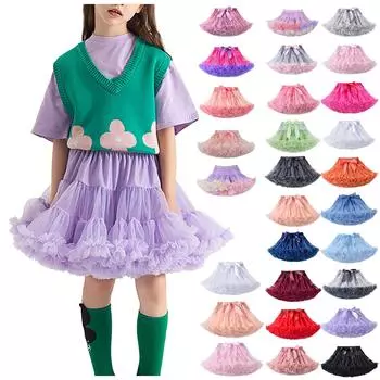 Модная повседневная блестящая детская юбка, летняя пышная юбка для малышей XS красный