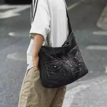 Модная повседневная джинсовая сумка большой емкости женская простая универсальная сумка через плечо сумка для подмышек