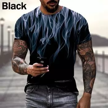 Модная повседневная классическая 3D-печать мужская футболка с круглым вырезом и коротким рукавом в уличном стиле S красный