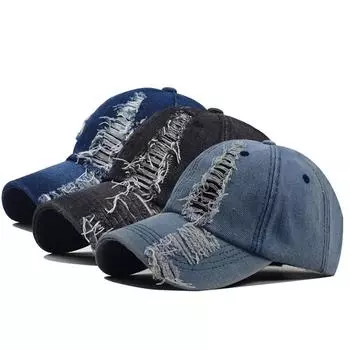 Модная повседневная летняя унисекс кепка с козырьком, стираная универсальная джинсовая регулируемая простая бейсболка One Size синий