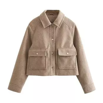 Модная повседневная мягкая куртка с короткими лацканами Khakis L