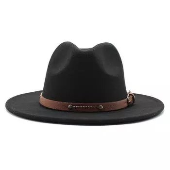 Модная повседневная мужская и женская черная шерстяная шляпа-цилиндр в стиле джаз, 24 цвета M56-58cm светло-коричневого