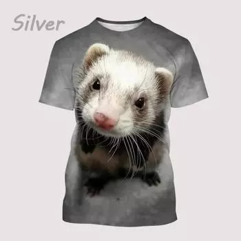 Модная повседневная мужская и женская футболка с 3D-принтом, милым рисунком хорька, летняя модная креативная футболка с короткими рукавами для детей S