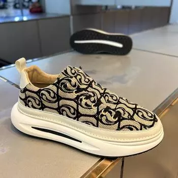 Модная повседневная мужская обувь на толстой подошве, удобная мужская обувь одинакового темперамента, молодежная спортивная обувь 39 чёрный