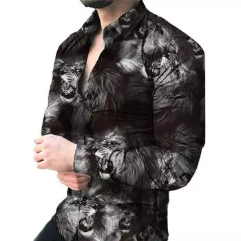 Модная повседневная мужская рубашка с 3D-принтом, микро-эластичная социальная рубашка XL