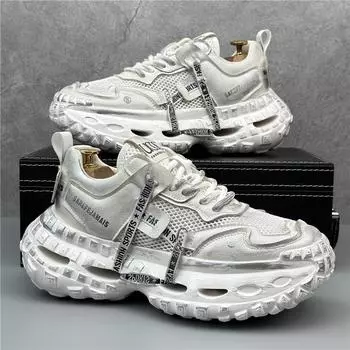 Модная повседневная обувь для мужчин, брендовые мужские кроссовки, хит продаж, удобные и дышащие мужские туфли на платформе Zapatillas De Hombre 38 чёрный