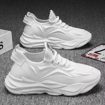 Модная повседневная обувь для мужчин, трендовые сетчатые кроссовки в уличном стиле, мужские летние спортивные кроссовки на платформе для бега, баскетбольные кроссовки, мужские новые 2023 39 чёрный