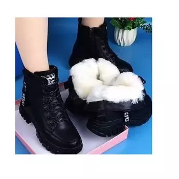Модная повседневная обувь для женщин, новые зимние теплые бархатные универсальные черные ботильоны на толстой подошве из хлопка, кроссовки Zapatillas 35