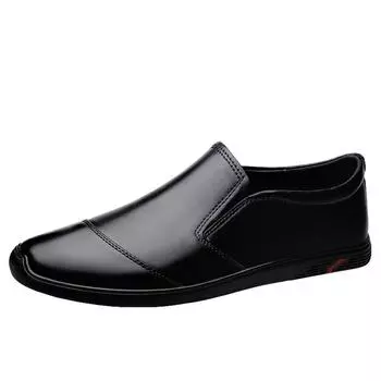 Модная повседневная обувь из натуральной кожи. Мужская повседневная обувь на плоской подошве. Мужская кожаная мягкая обувь. Мужские лоферы. 38 чёрный